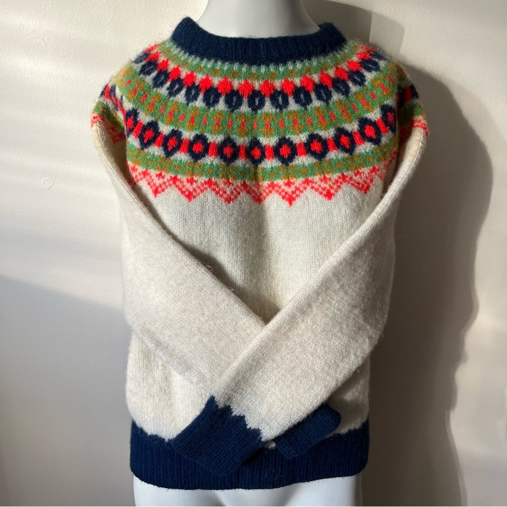Vintage wool Icelandic women’s small Patterned Knit Sweater apres ski - Picture 3 of 11